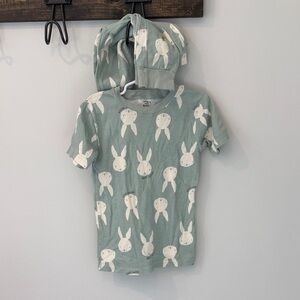 Carter's Kids Easter Bunny Sage Green Short Sleeve Pajamas Set Springtime Spring